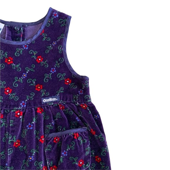 Vintage Oshkosh B' Gosh Floral Velvet Navy Romper - Picture 4 of 4